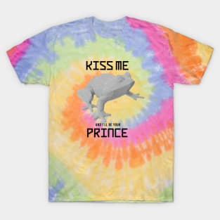 Kiss Me And I Will Be Your Prince Funny Text With Frog Shape T-Shirt